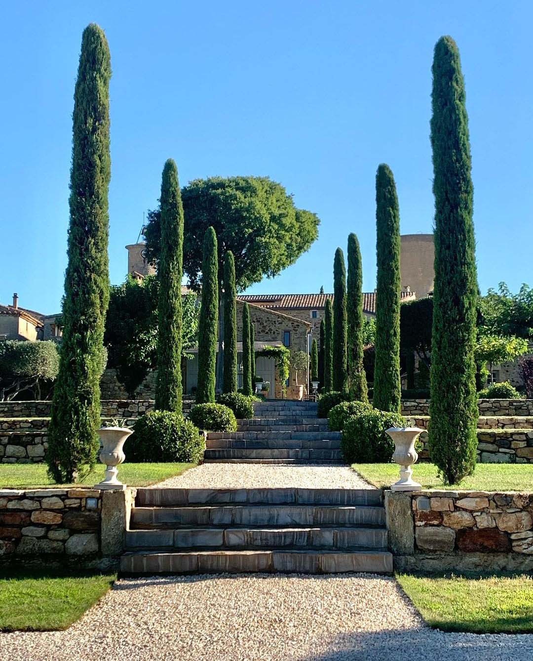 Jardin structuré, jardin en provence, création, aménagement, oliviers, cyprès, jardin en restanques