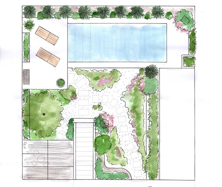 jardin-méditerranéen_jardin-de-ville_jardin-clos-aquarelle_conception-Bettina-martin_Artiste-paysagiste